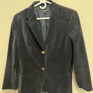 Brooks Brothers velvet navy blazer gold buttons womens 10 classic luxury chic